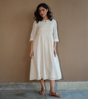 SOFT BREEZE COTTON SMOCKING DRESS