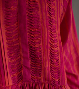 PINK SHIBORI MUSLIN DRESS WITH SLIP