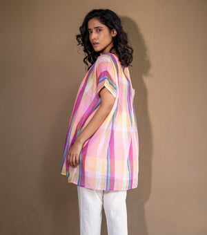 Chequered Box Woven Cotton Top