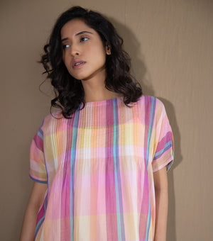 Chequered Box Woven Cotton Top