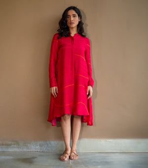 PINK PRINTED MUSLIN DRESS