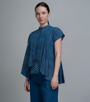 Indigo Stripe Layered Top
