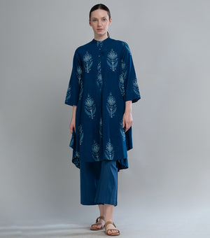Indigo Floral Printed Kurta