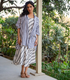 CONTEMPORARY COTTON STRIPED OVERLAY SET