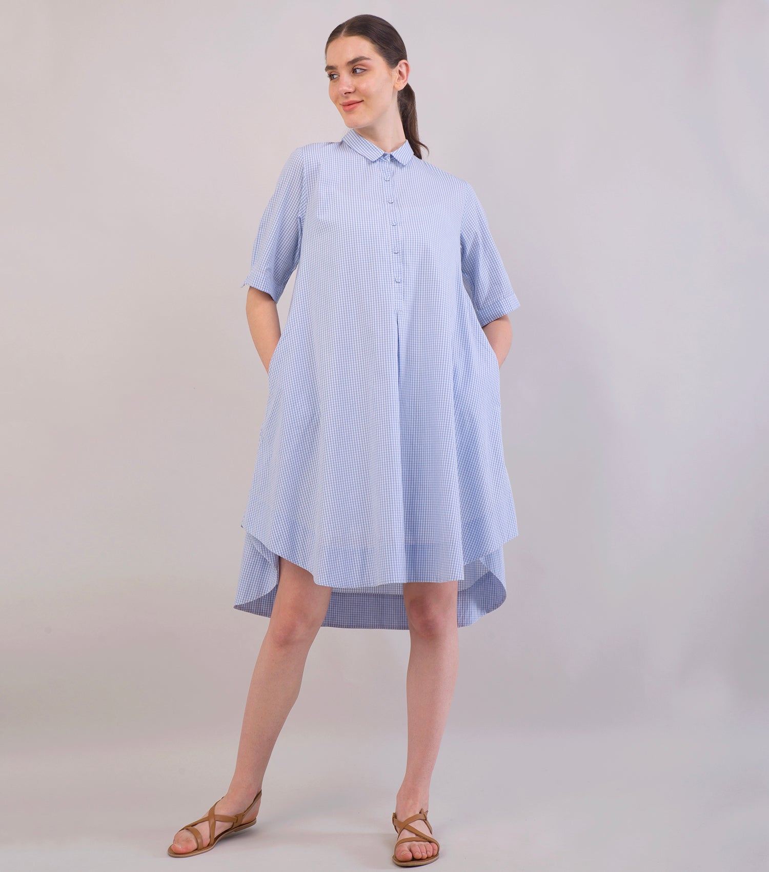Sky Blue Summer Woven Cotton Dress