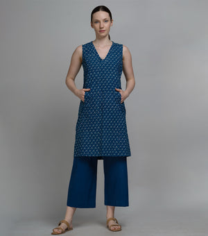 Indigo Printed Cotton Kurta