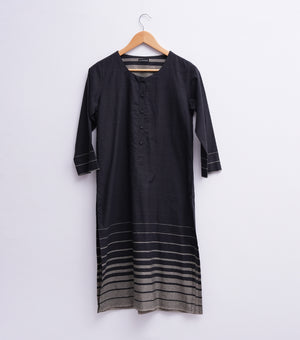 Black Woven Cotton Kurta