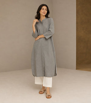 Green striped cotton kurta