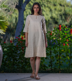 Natural Woven Cotton Dress