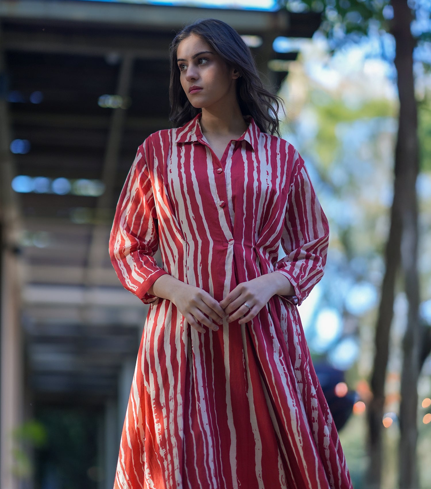 Rust Printed Cotton Dress