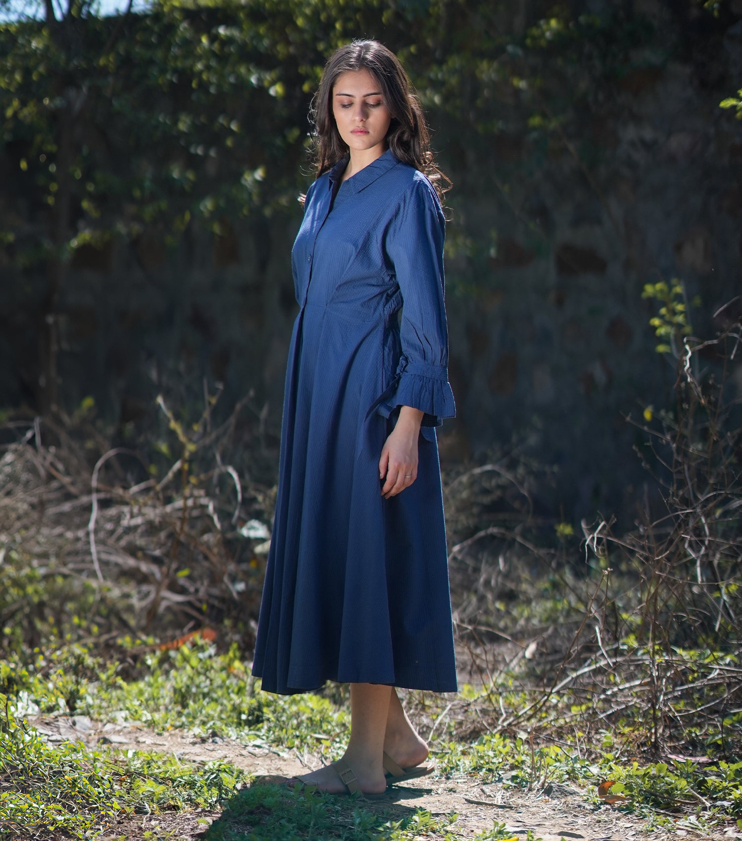 Navy Cotton Woven Dress