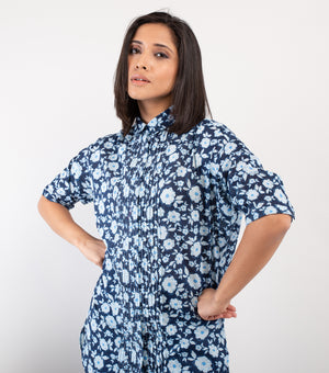 Blue Printed Cotton Top