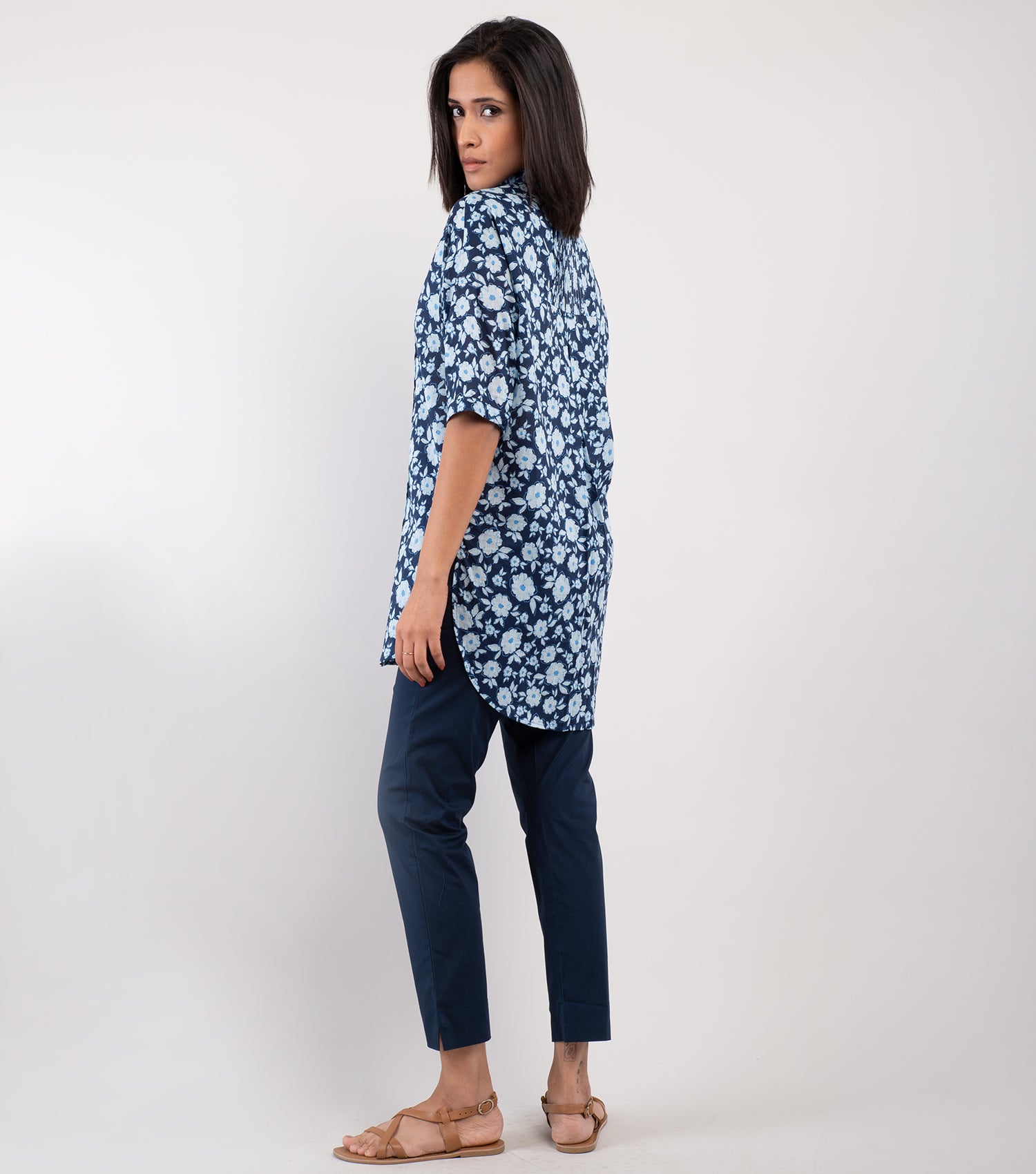 Blue Printed Cotton Top