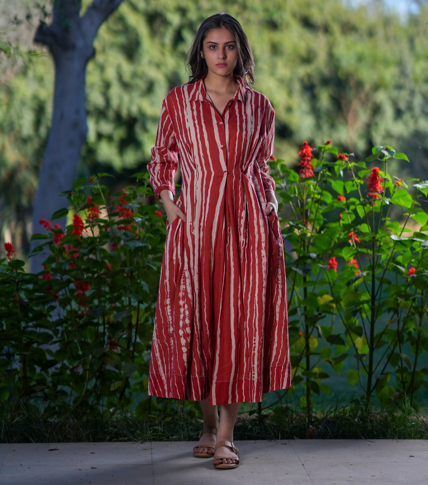 Rust Printed Cotton Dress