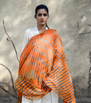 Orange  shibori dupatta
