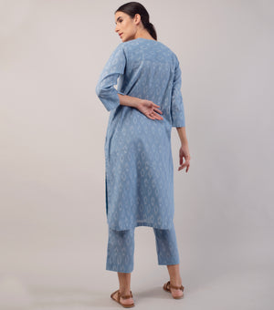 Light Blue Printed Cotton Co-ord Set