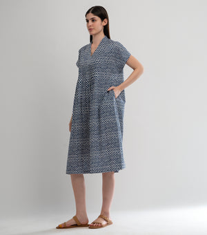 Blue Printed Cotton Dress