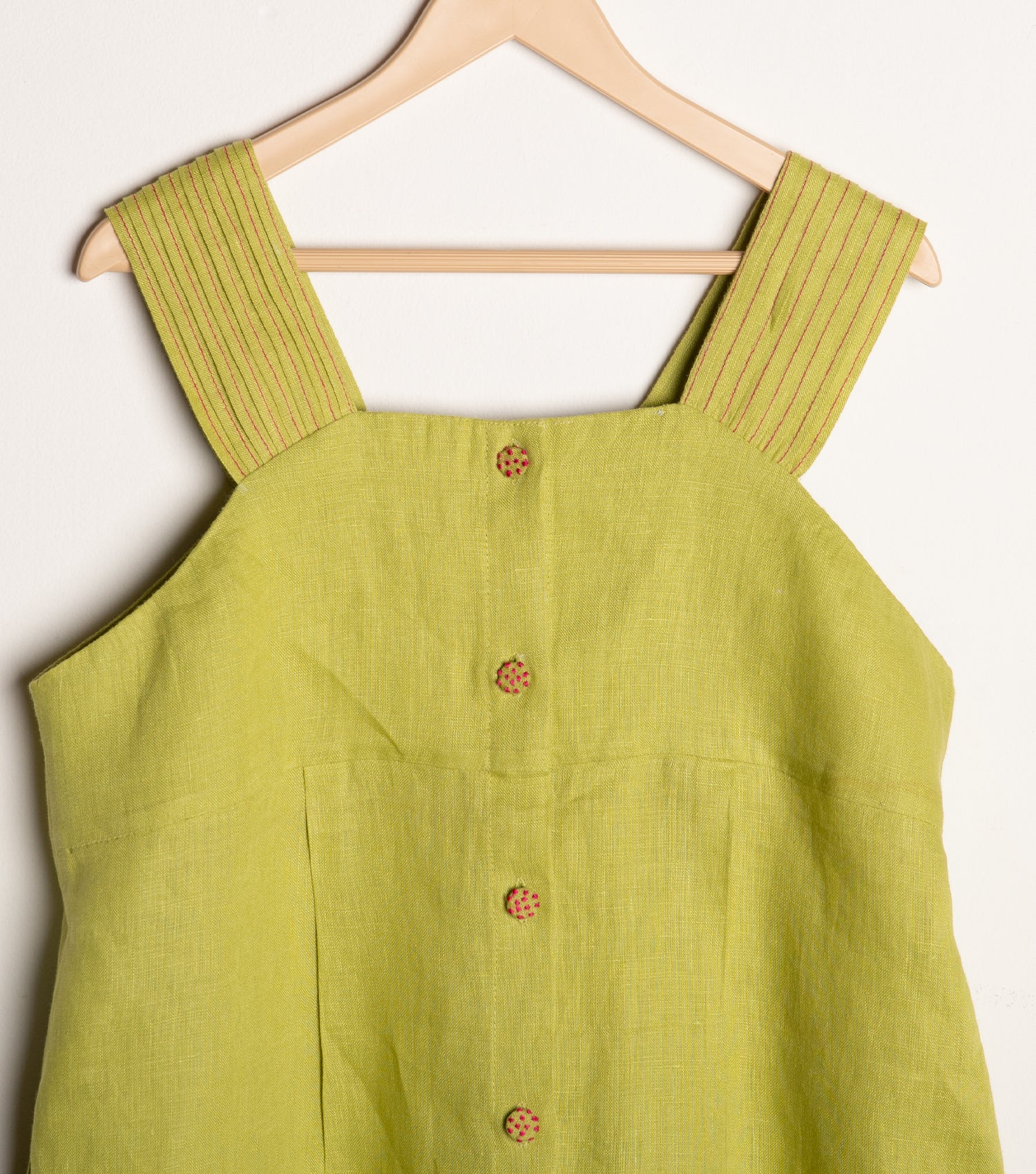 Green cotton A-line dress