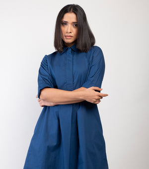 Navy Blue Poplin Dress