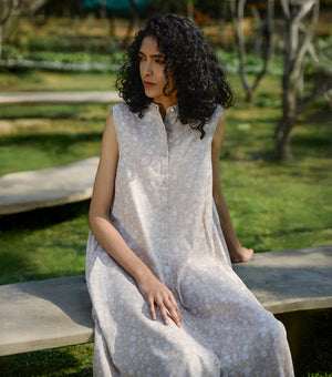 Beige floral printed dress