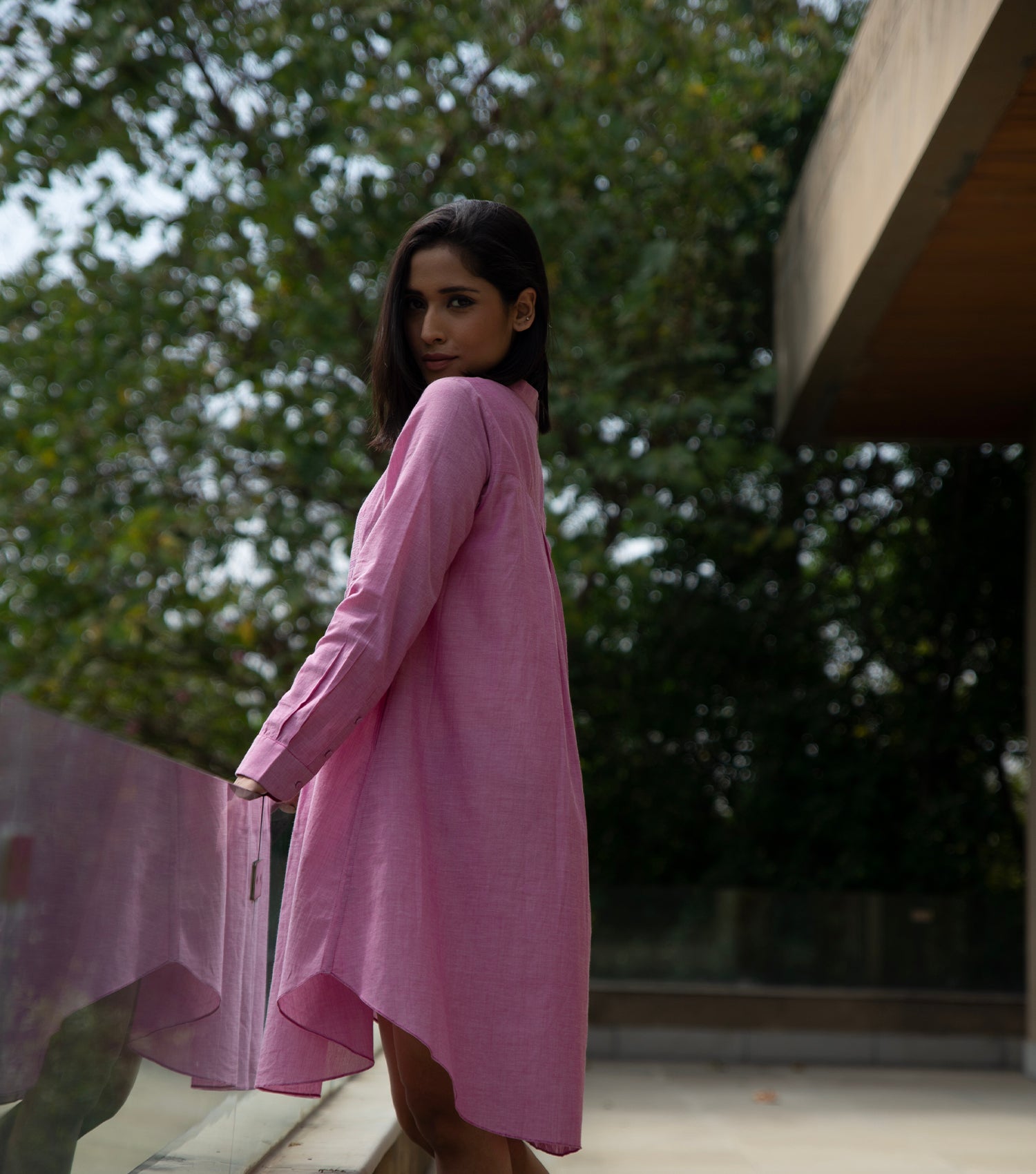 Pink embroidered cotton Tunic