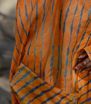 Orange  shibori dupatta