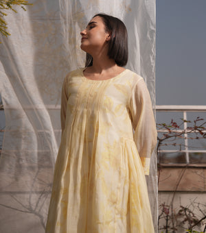 Butter Bloom Overlay Sheer Dress with Printed Slip