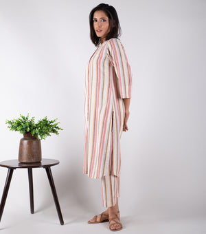 Multicolor Striped Cotton Co-ord Set