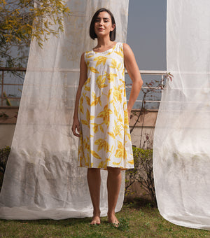Butter Bloom Overlay Sheer Dress with Printed Slip