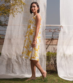 Butter Bloom Overlay Sheer Dress with Printed Slip