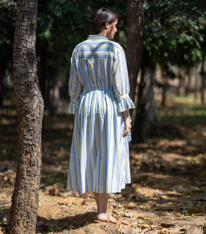 Striped Cotton Midi Shirt Dress