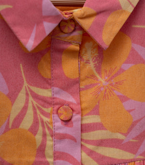 Peach Orange Cotton Printed Dress for Girls