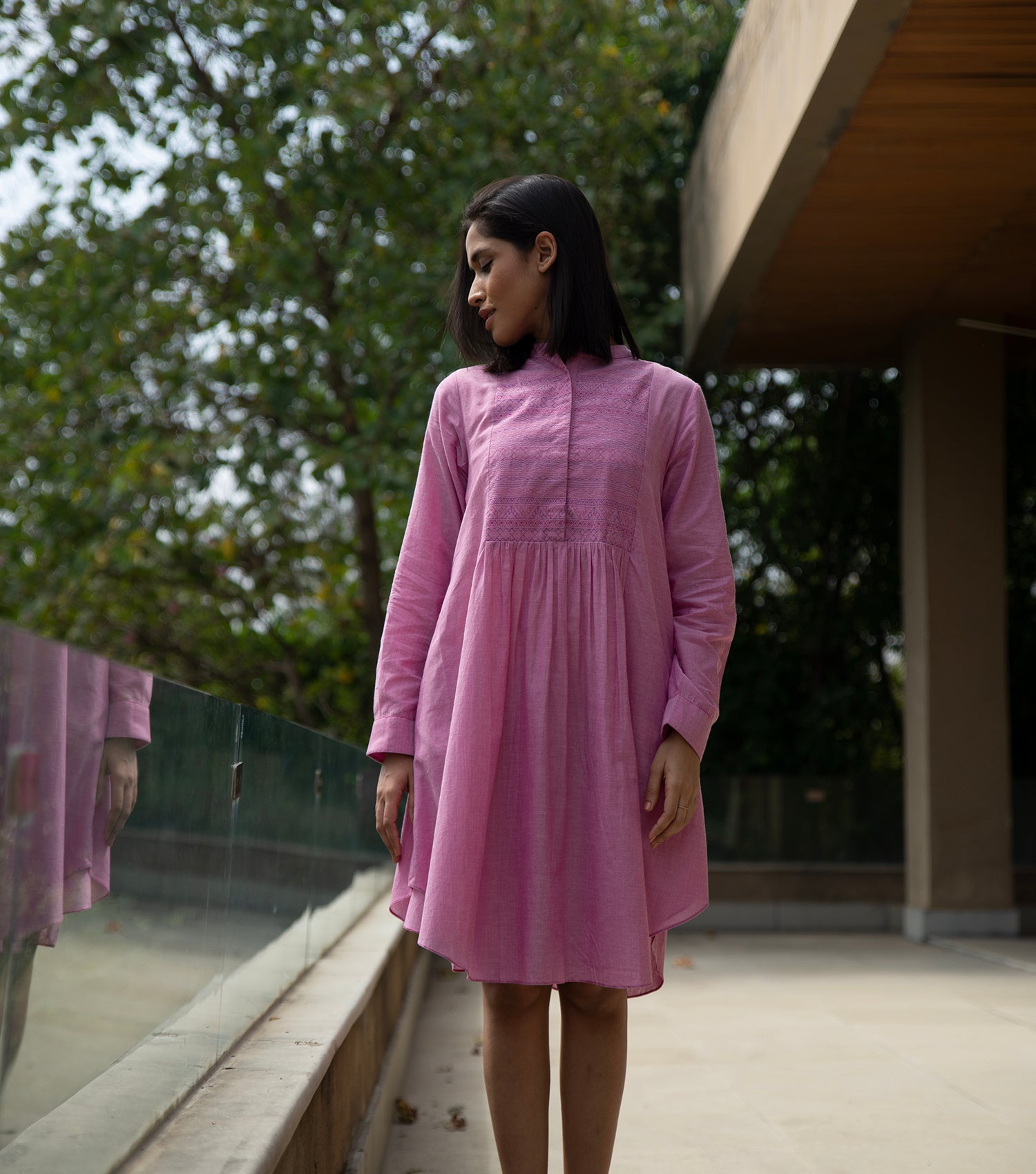 Pink embroidered cotton Tunic