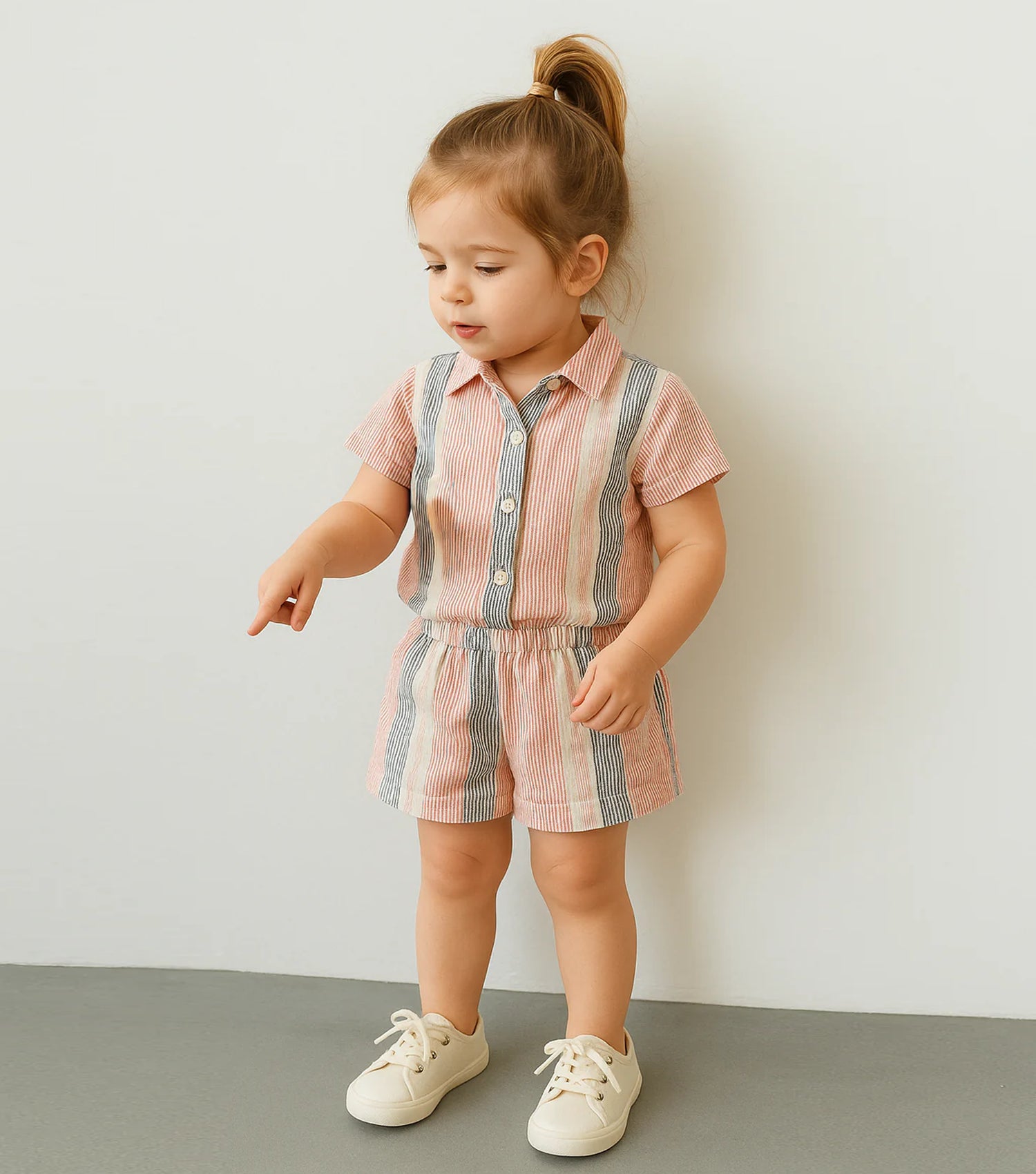 Multi Color Cotton Woven Shirt with Shorts Co-ord Set for Girls