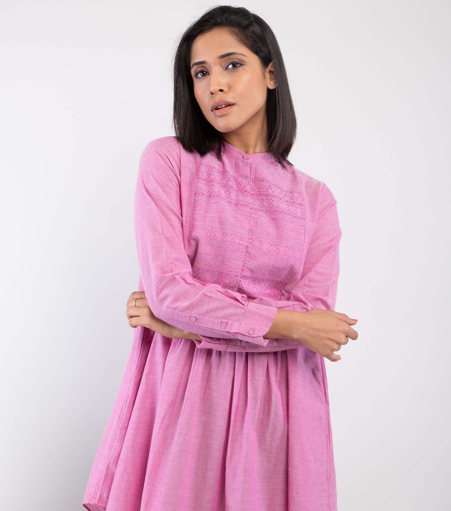 Pink embroidered cotton Tunic