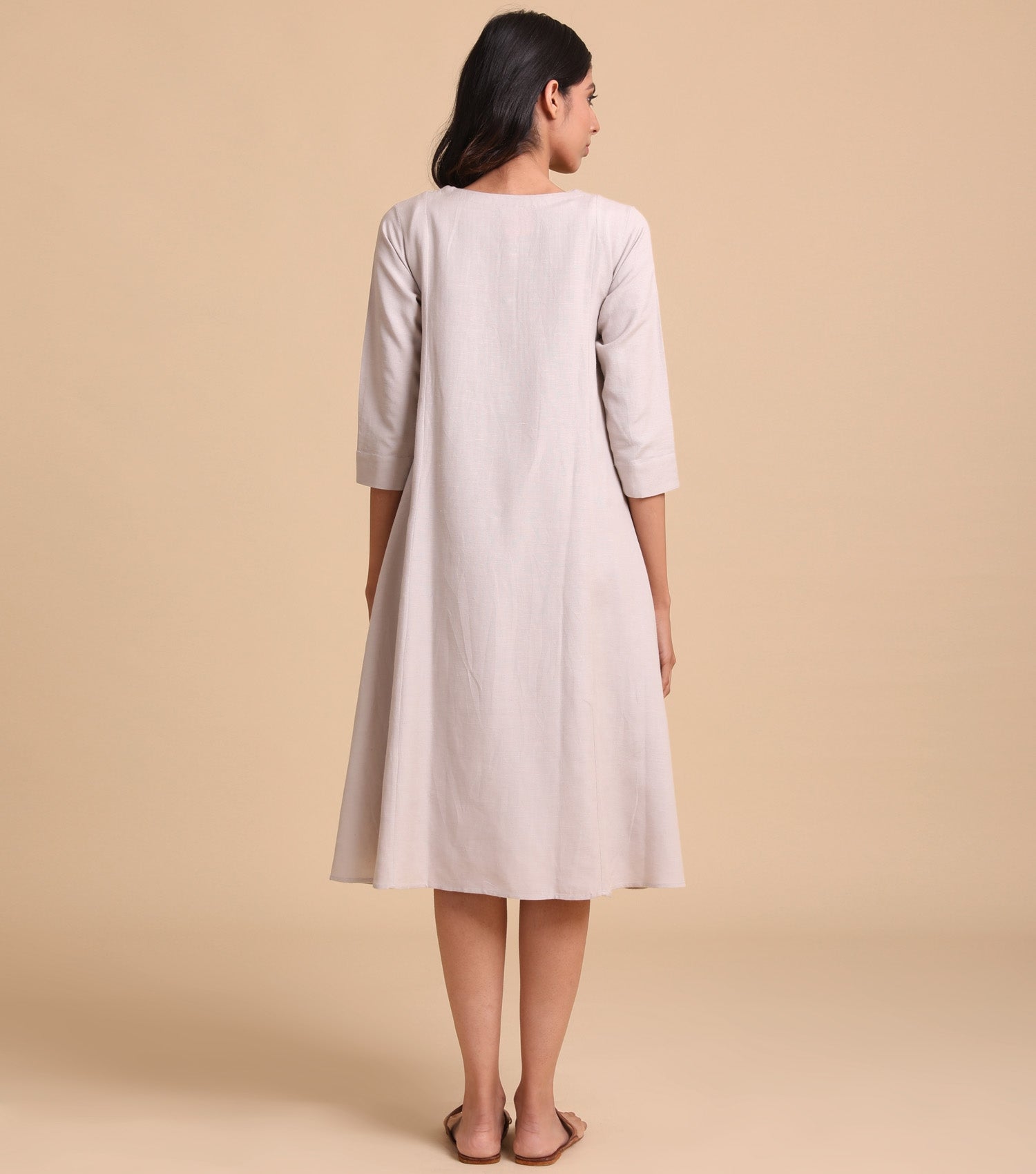 Grey cotton Pin-tuck dress