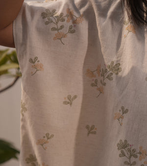 Natural Printed Cotton Top with Slip