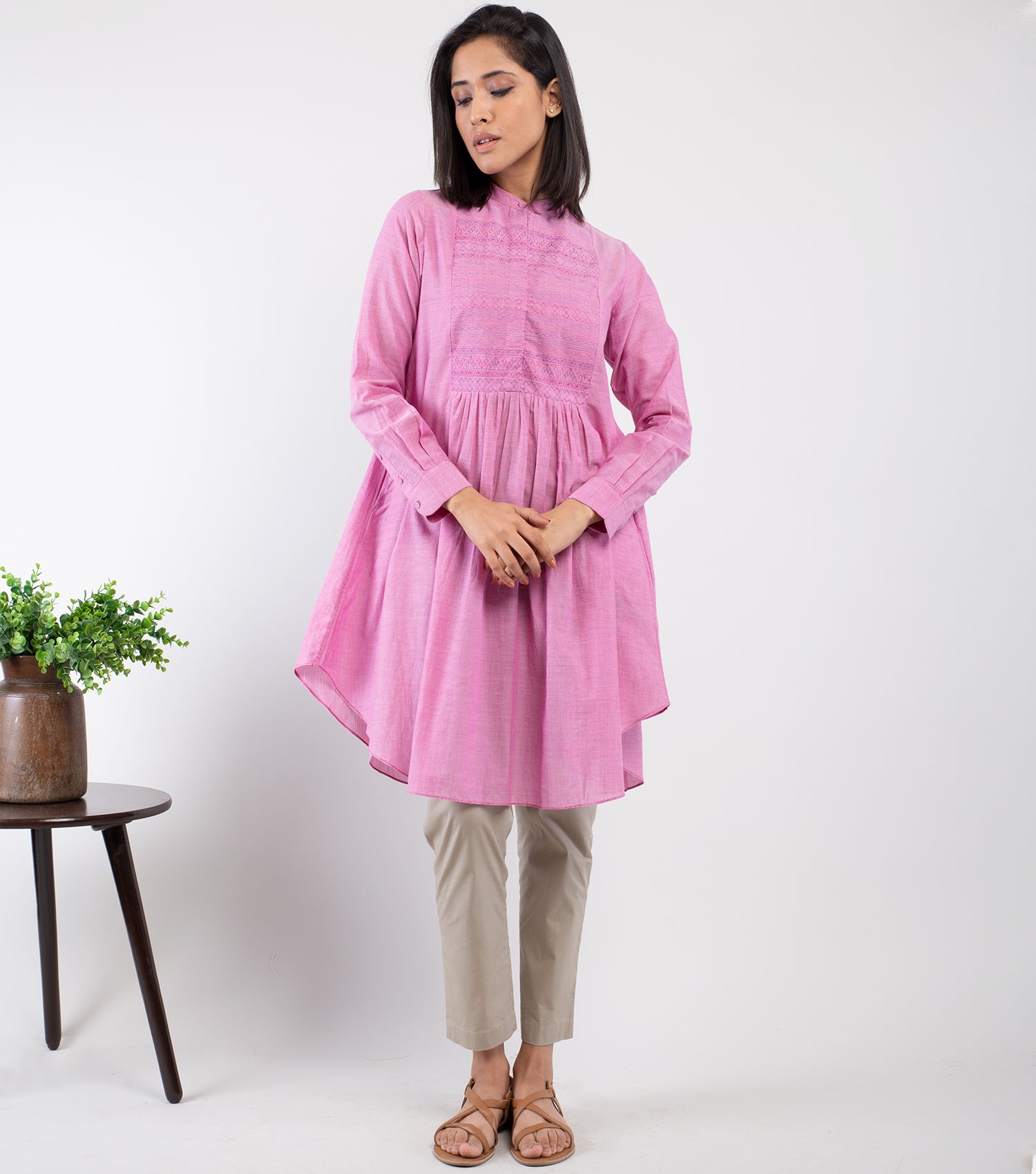 Pink embroidered cotton Tunic