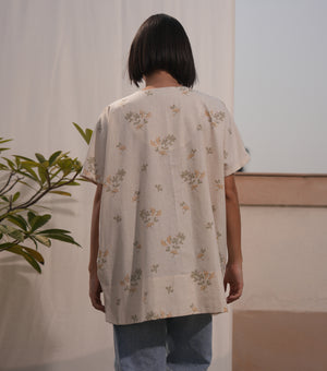 Natural Printed Cotton Top with Slip