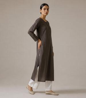 Brown Cotton Kurta