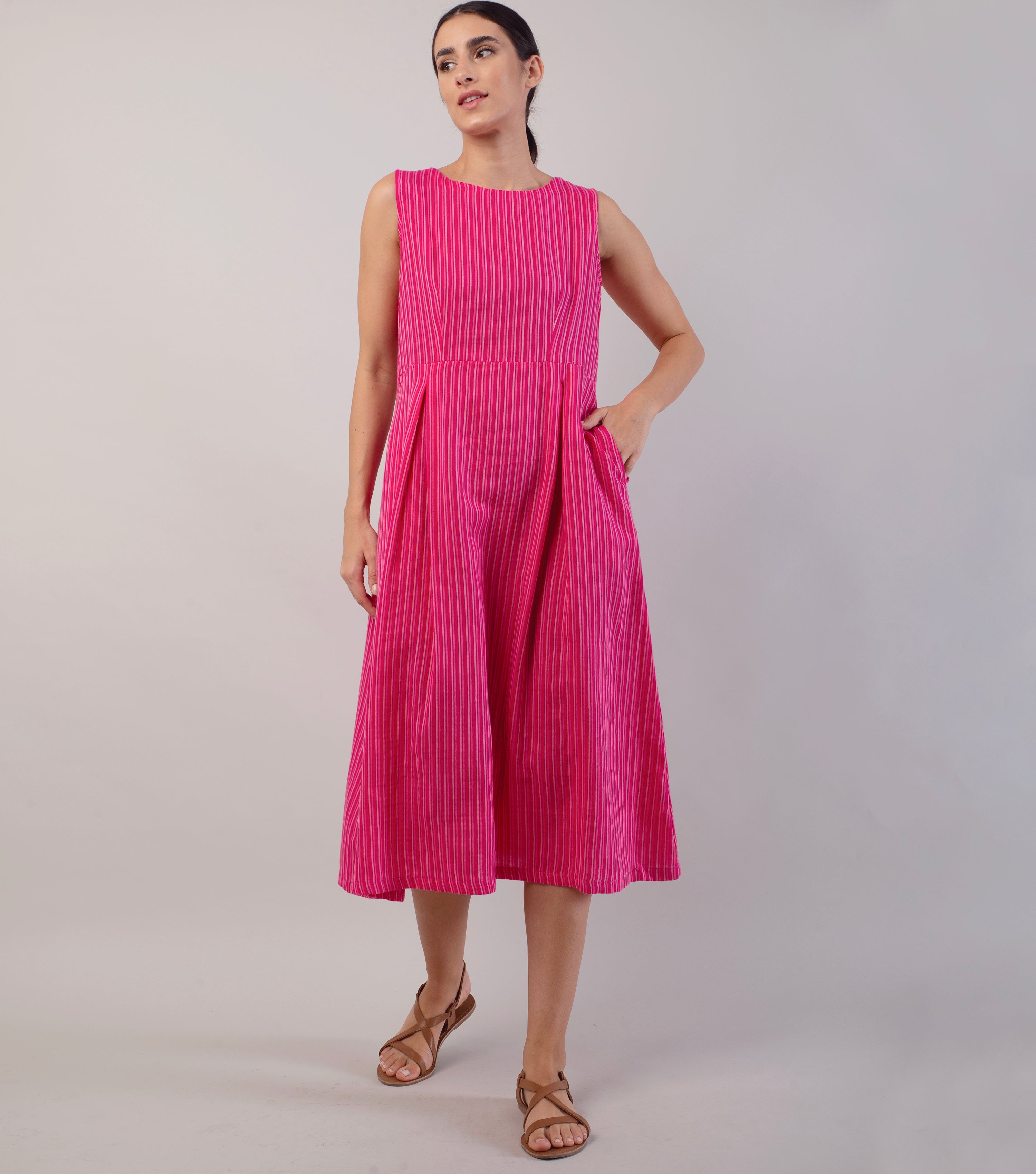 Pink Sleeveless Cotton Dress