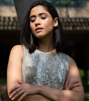 Olive Green Printed Cotton Dress