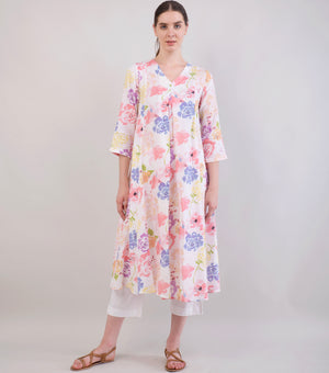 Multicolor Printed Woven Cotton Kurta Set