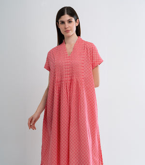 Red Printed Cotton Dress