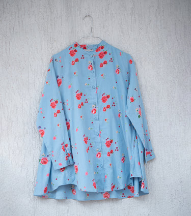 Blue Printed Cotton Shirt