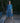Blue Cotton Printed Pleated Fitted Dress