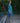Blue Cotton Printed Pleated Fitted Dress
