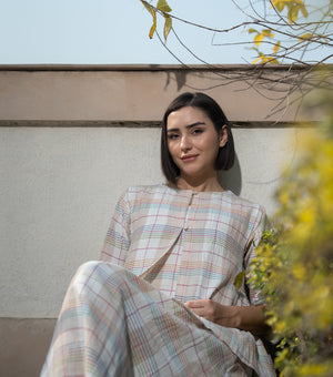 Checked Woven Kediyo Set