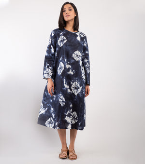 Indigo Tie & Dye Cotton Dress