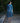 Blue Cotton Printed Pleated Fitted Dress